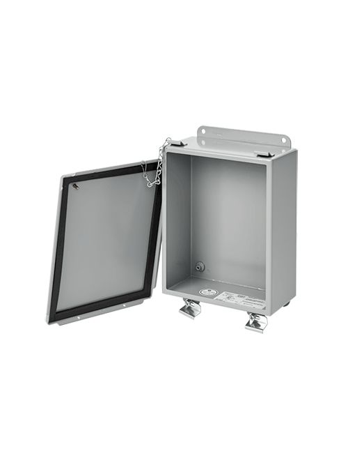 Hoffman A606LP 6 x 6 x 4 Inch 16 Gauge Steel NEMA 12 Lift-Off Clamp Cover Junction Box Hoffman A606LP 6 x 6 x 4 Inch 16 Gauge Steel NEMA 12 Lift-Off Clamp Cover Junction Box