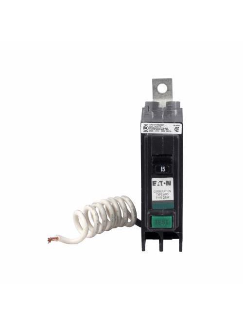Product image for Cutler-Hammer QBCAF1015 QB AFCI circuit breaker, Type QBCAF 1-inch Circuit Interrupter, Single-pole, 120/240V, 10 kAIC, Combination AFCI, 15A