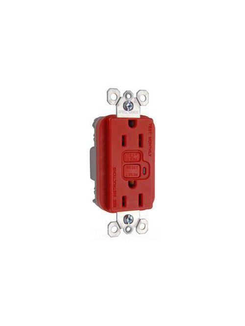 Product image for P&S 1595-RED GFCI RECEP 15A 125V FD THRU RED