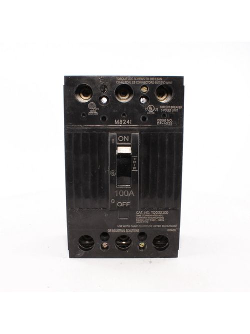 Product image for GE Industrial Solutions TQD32100WL 3-Pole 240 Volt 10 kaic 100 Amp Circuit Breaker with Lug