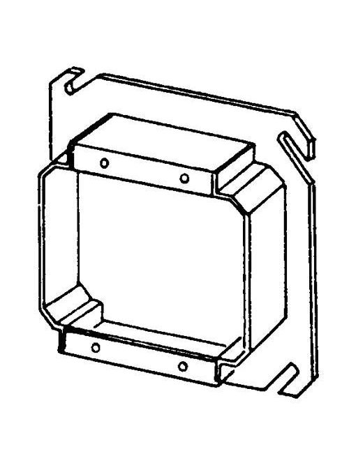 Product image for Appleton 847-100 4" Square Tile Cover / Mud Ring, 1" Raised, 7.5cu.in, Double Device, Steel