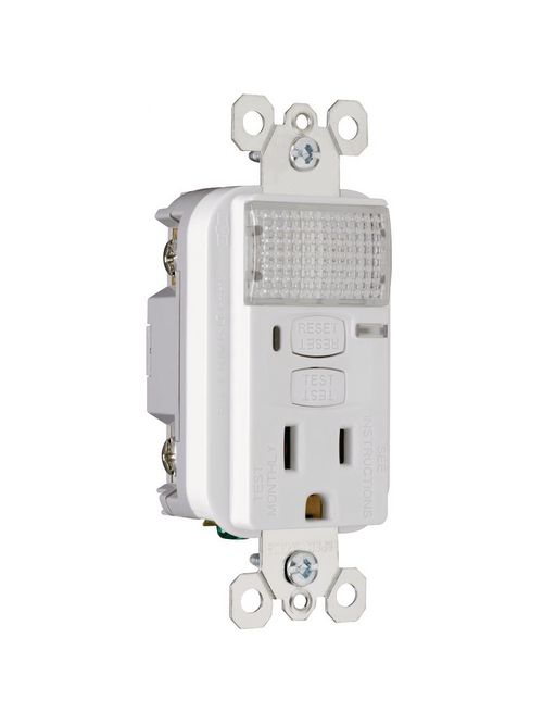 Product image for Receptacle nightlight & GFCI 15A 125V white