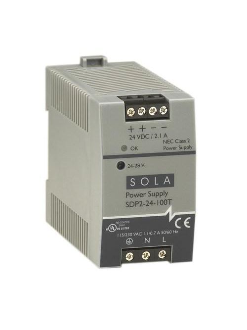 Product image for Sola Hevi-Duty SDP2-24-100T Low Power DIN Rail Power Supply. Output: 24Vdc, 2.1A