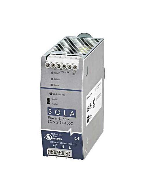 Product image for Sola Hevi-Duty SDN2.5-24-100P DIN Rail Power Supply. Output: 24Vdc, 2.5A (60W)