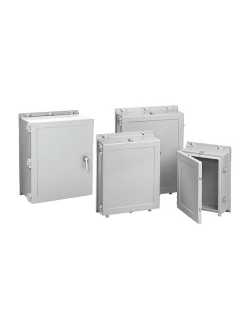 Hoffman A36H3008GQRLP3PT 36.25 x 30.25 x 8 Inch Gray Fiberglass NEMA 4X 3-Point Latch Hinge Cover Enclosure Hoffman A36H3008GQRLP3PT 36.25 x 30.25 x 8 Inch Gray Fiberglass NEMA 4X 3-Point Latch Hinge Cover Enclosure