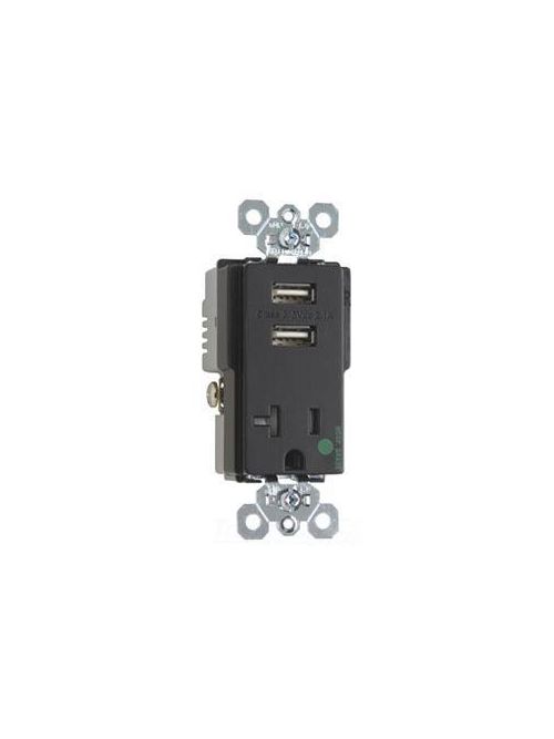 Product image for P&S TR-8301USBBK 20A CHRGR & RCPT
