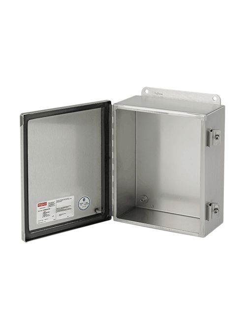 Hoffman A1212CHNFSS 12 x 12 x 6 Inch 14 Gauge 304 Stainless Steel NEMA 4X Hinge Cover Junction Box Hoffman A1212CHNFSS 12 x 12 x 6 Inch 14 Gauge 304 Stainless Steel NEMA 4X Hinge Cover Junction Box