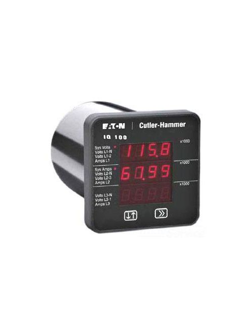 Product image for Cutler-Hammer IQ110S31A1CP1 IQ 100 Meter, Volt and Current Measurement, Three-Phase Three-Wire, Sensing Voltage: 100V - 120V Line to Line, Nominal Input Current: 1A, Control Power: 12 - 48 Vdc