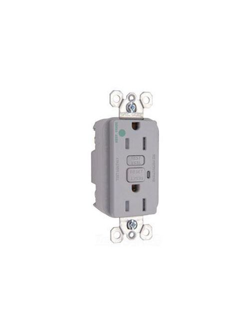 Product image for P&S 1595-HGTRGRY 15A GFCI RCPT