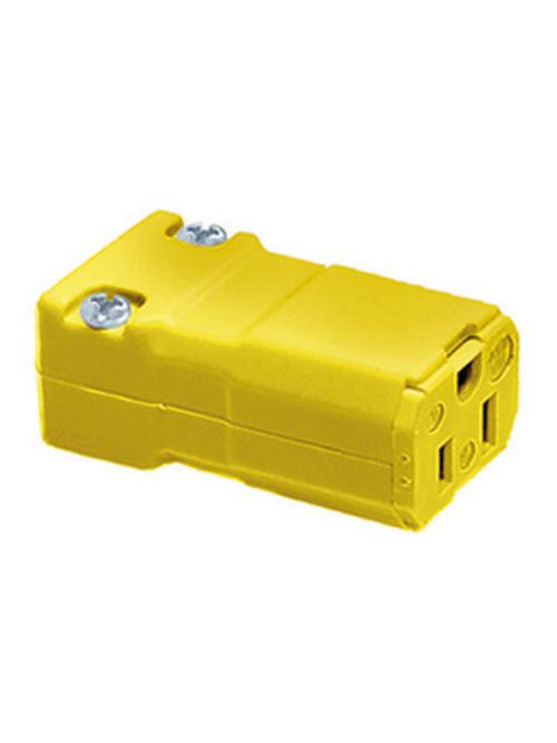 Hubbell Wiring Devices HBL5969VY 15 Amp 125 Volt 2-Pole 3-Wire NEMA 5-15R Yellow Nylon Straight Blade Device Connector Body Hubbell Wiring Devices HBL5969VY 15 Amp 125 Volt 2-Pole 3-Wire NEMA 5-15R Yellow Nylon Straight Blade Device Connector Body