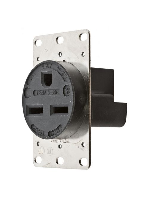 Hubbell Wiring Devices HBL9330 30 Amp 250 Volt 2-Pole 3-Wire NEMA 6-30R Black Straight Blade Receptacle Hubbell Wiring Devices HBL9330 30 Amp 250 Volt 2-Pole 3-Wire NEMA 6-30R Black Straight Blade Receptacle