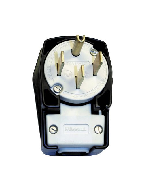Hubbell Wiring Devices HBL9452C 50 Amp 125/250 Volt 3-Pole 4-Wire NEMA 14-50P Black Nylon Straight Blade Plug Hubbell Wiring Devices HBL9452C 50 Amp 125/250 Volt 3-Pole 4-Wire NEMA 14-50P Black Nylon Straight Blade Plug