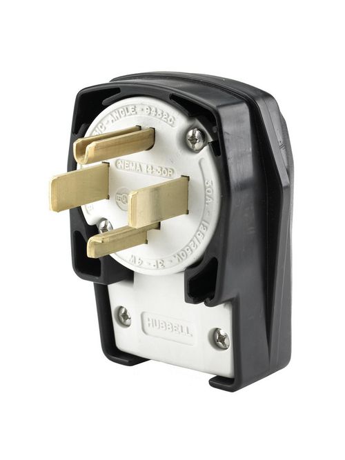 Hubbell Wiring Devices HBL9432C 30 Amp 125/250 Volt 3-Pole 4-Wire NEMA 14-30P Black Nylon Straight Blade Plug Hubbell Wiring Devices HBL9432C 30 Amp 125/250 Volt 3-Pole 4-Wire NEMA 14-30P Black Nylon Straight Blade Plug