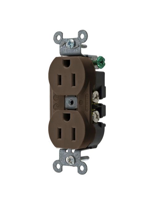 Hubbell Wiring Devices 5252AB 15 Amp 125 Volt 2-Pole 3-Wire NEMA 5-15R Brown Straight Blade Duplex Receptacle Hubbell Wiring Devices 5252AB 15 Amp 125 Volt 2-Pole 3-Wire NEMA 5-15R Brown Straight Blade Duplex Receptacle