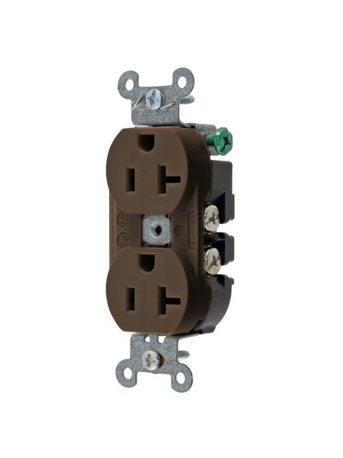 Hubbell Wiring Devices 5352AB 20 Amp 125 Volt 2-Pole 3-Wire NEMA 5-20R Brown Straight Blade Duplex Receptacle Hubbell Wiring Devices 5352AB 20 Amp 125 Volt 2-Pole 3-Wire NEMA 5-20R Brown Straight Blade Duplex Receptacle