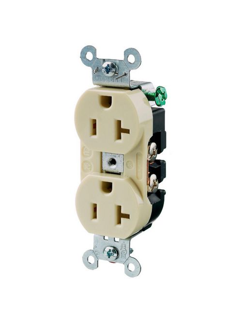 Hubbell Wiring Devices 5352AI 20 Amp 125 Volt 2-Pole 3-Wire NEMA 5-20R Ivory Straight Blade Duplex Receptacle Hubbell Wiring Devices 5352AI 20 Amp 125 Volt 2-Pole 3-Wire NEMA 5-20R Ivory Straight Blade Duplex Receptacle