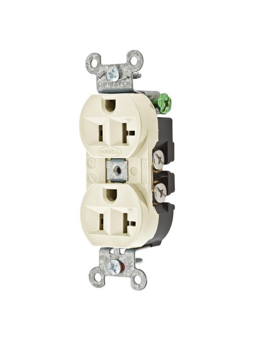 Hubbell Wiring Devices 5362LA 20 Amp 125 Volt 2-Pole 3-Wire NEMA 5-20R Light Almond Straight Blade Duplex Receptacle Hubbell Wiring Devices 5362LA 20 Amp 125 Volt 2-Pole 3-Wire NEMA 5-20R Light Almond Straight Blade Duplex Receptacle