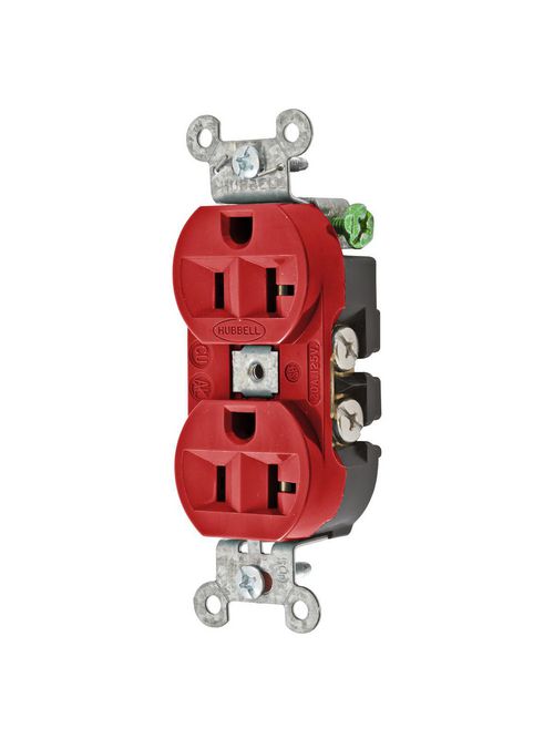 Hubbell Wiring Devices 5362R 20 Amp 125 Volt 2-Pole 3-Wire NEMA 5-20R Red Straight Blade Duplex Receptacle Hubbell Wiring Devices 5362R 20 Amp 125 Volt 2-Pole 3-Wire NEMA 5-20R Red Straight Blade Duplex Receptacle