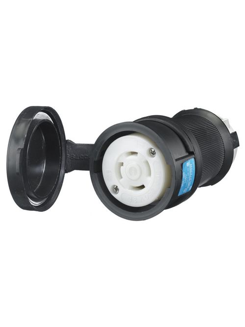 Hubbell Wiring Devices HBL2723SW 30 Amp 250 Volt 3-Pole 4-Wire NEMA L15-30R Black and White Watertight Locking Connector Body Hubbell Wiring Devices HBL2723SW 30 Amp 250 Volt 3-Pole 4-Wire NEMA L15-30R Black and White Watertight Locking Connector Body