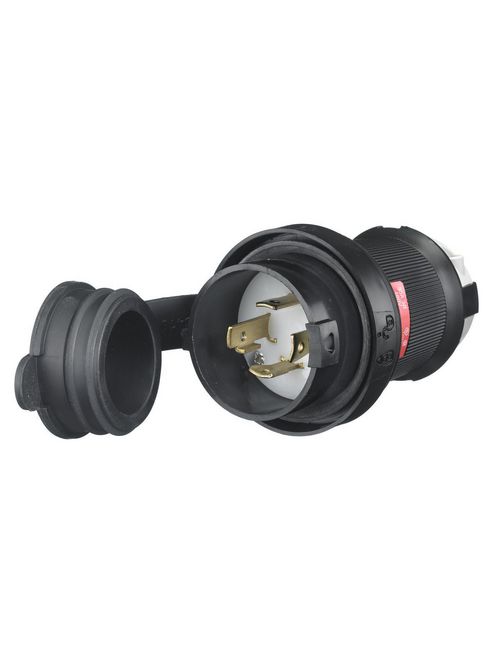 Hubbell Wiring Devices HBL2731SW 30 Amp 480 Volt 3-Pole 4-Wire NEMA L16-30P Black and White Watertight Locking Plug Hubbell Wiring Devices HBL2731SW 30 Amp 480 Volt 3-Pole 4-Wire NEMA L16-30P Black and White Watertight Locking Plug