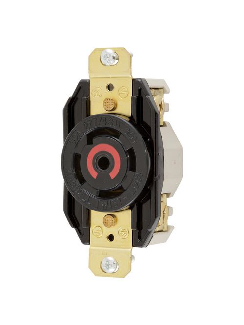 Hubbell Wiring Devices HBL2820 30 Amp 277/480 VAC 4-Pole 5-Wire NEMA L22-30R Black Single Flush Locking Receptacle Hubbell Wiring Devices HBL2820 30 Amp 277/480 VAC 4-Pole 5-Wire NEMA L22-30R Black Single Flush Locking Receptacle