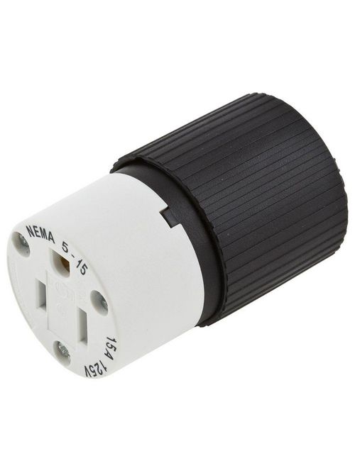 Hubbell Wiring Devices 515SC NEMA 5-15R Black and White Nylon Straight Blade Plug and Connector Hubbell Wiring Devices 515SC NEMA 5-15R Black and White Nylon Straight Blade Plug and Connector