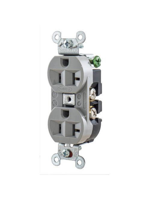 Hubbell Wiring Devices 5362G 20 Amp 125 Volt 2-Pole 3-Wire NEMA 5-20R Gray Straight Blade Duplex Receptacle Hubbell Wiring Devices 5362G 20 Amp 125 Volt 2-Pole 3-Wire NEMA 5-20R Gray Straight Blade Duplex Receptacle