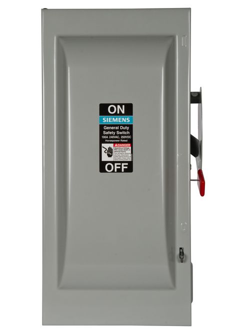 Siemens Industry GNF323 240 VAC/250 VDC 100 Amp 3-Pole 3-Wire NEMA 1 General Duty Non-Fusible Safety Switch Siemens Industry GNF323 240 VAC/250 VDC 100 Amp 3-Pole 3-Wire NEMA 1 General Duty Non-Fusible Safety Switch