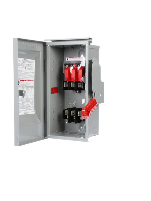 Siemens Industry HF361R 480/600 VAC 250 VDC 30 Amp 3-Pole 3-Wire NEMA 3R Heavy Duty Fusible Safety Switch Siemens Industry HF361R 480/600 VAC 250 VDC 30 Amp 3-Pole 3-Wire NEMA 3R Heavy Duty Fusible Safety Switch