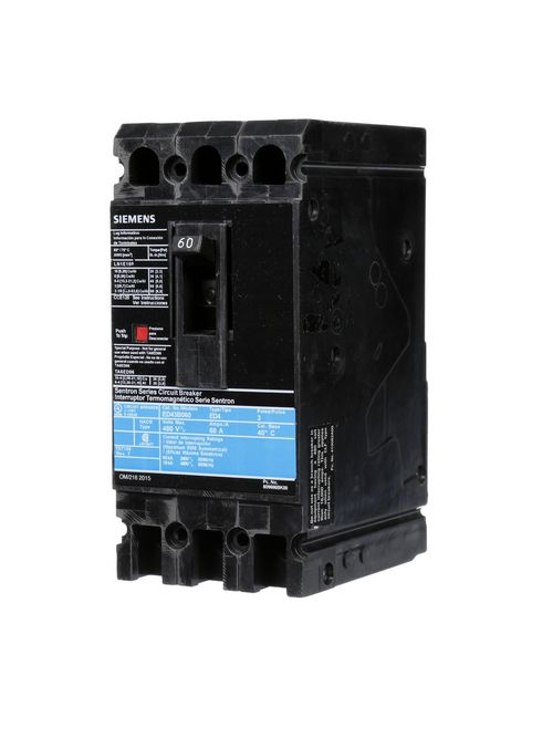 Siemens Industry ED43B060 3-Pole 60 Amp 480 VAC 18 kA Circuit Breaker Lug Siemens Industry ED43B060 3-Pole 60 Amp 480 VAC 18 kA Circuit Breaker Lug