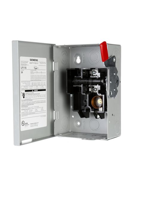 Siemens Industry LF111N 120 VAC 30 Amp 1-Pole 2-Wire NEMA 1 General Duty Fusible Safety Switch Siemens Industry LF111N 120 VAC 30 Amp 1-Pole 2-Wire NEMA 1 General Duty Fusible Safety Switch