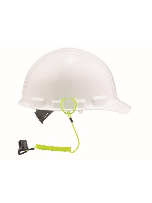Product image for Ergodyne 19159 Squids 3158 Coiled Hard Hat Lanyard w/ Clamp, 2lb Capacity - Lime