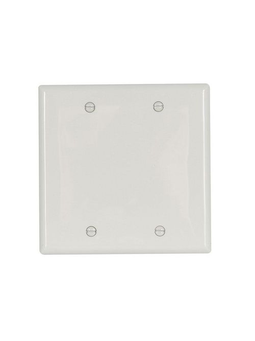 Product image for Eaton 5137W-BOX 2-Gang Blank Wallplate, Standard Size, Nylon - White