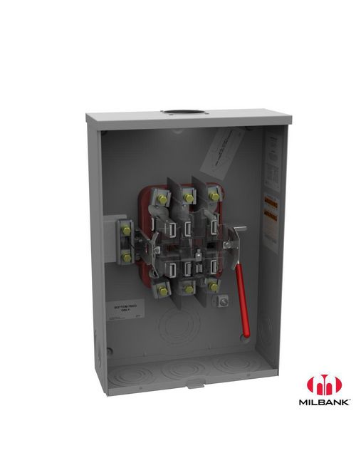 Milbank U4701-RL-QG 600 VAC 200 Amp 7-Terminal 3-Phase 1-Position Ringless Overhead/Underground Meter Socket Milbank U4701-RL-QG 600 VAC 200 Amp 7-Terminal 3-Phase 1-Position Ringless Overhead/Underground Meter Socket