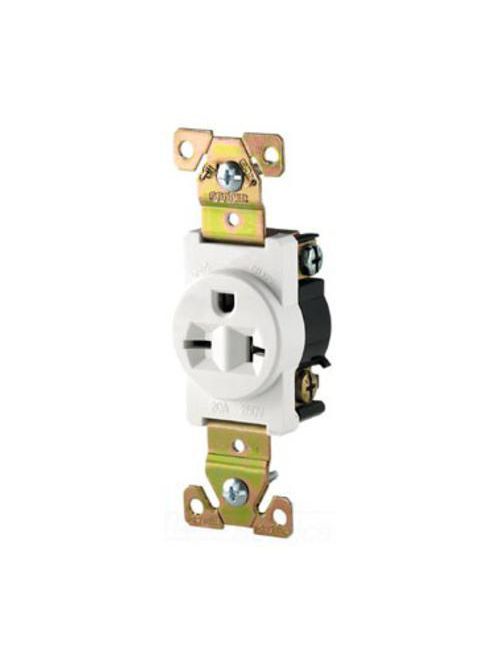 Product image for Eaton Wiring Devices 5461V 20 Amp 250 VAC 2-Pole 3-Wire NEMA 6-20R Ivory Straight Blade Single Receptacle