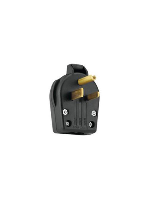 Product image for 50A 125V Straight Blade Power Connector, 2-Pole 3-Wire Grounding, 5-50R, Industrial Spec Grade, Gray