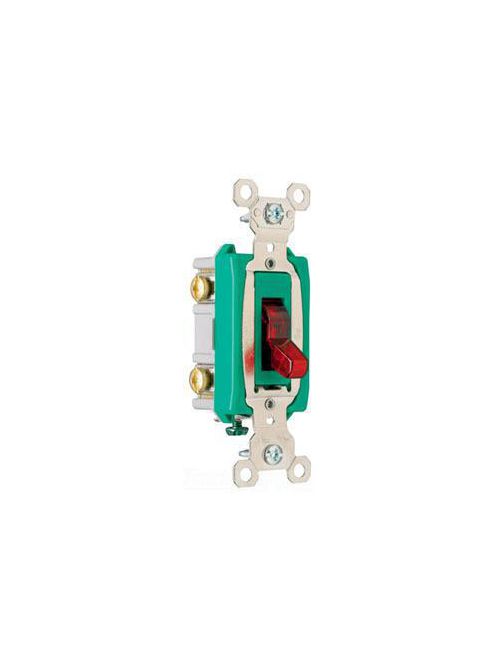 Product image for Pass & Seymour PS30AC2-RPLCDC 30 Amp 120/277 VAC 2-Pole Red Glass Reinforced Nylon Screw Mounting Toggle Switch