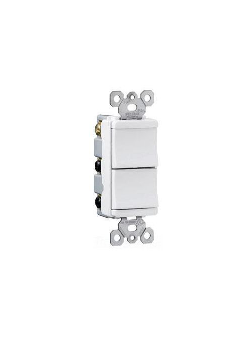 Product image for Pass & Seymour TM811-WCC Decorator Combo, 2 Single Pole Switches, White