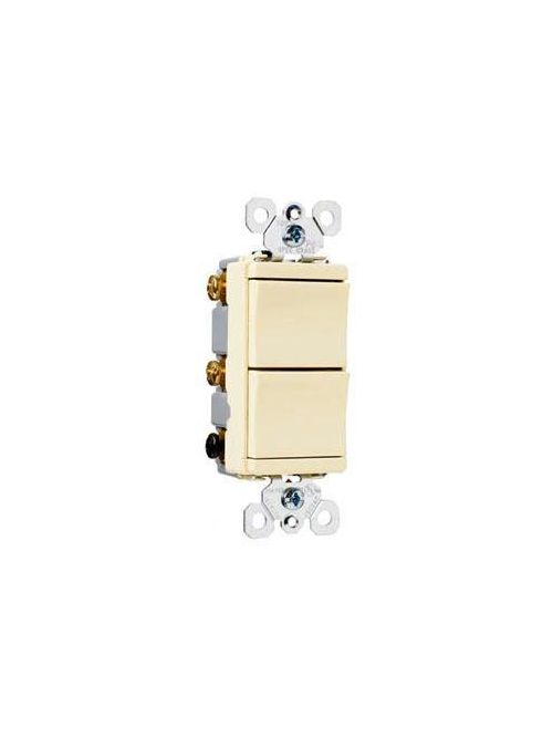 Pass & Seymour TM811-ICC Decorator Combo,2 Single Pole Switches,Ivory