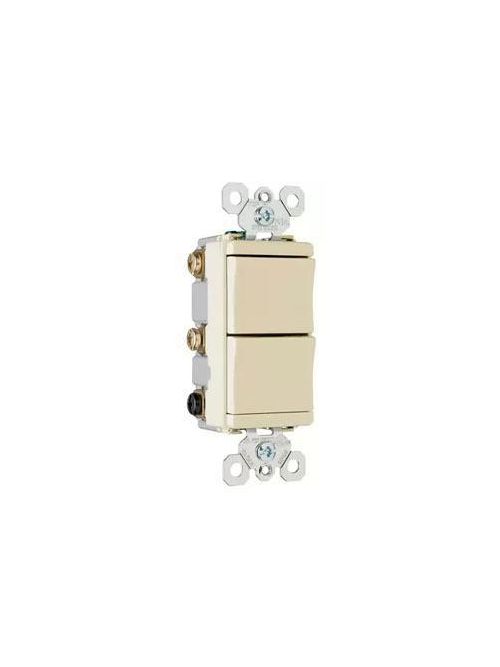 Product image for Pass & Seymour TM813-ICC Decorator Combo, Single Pole & 3Way Switch, Ivory