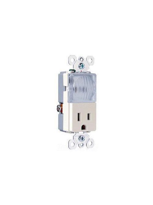 Pass & Seymour TM8-HWLLACC 15 Amp 120/125 VAC NEMA 5-15R Light Almond Decorator Combination Hallway Light and Receptacle