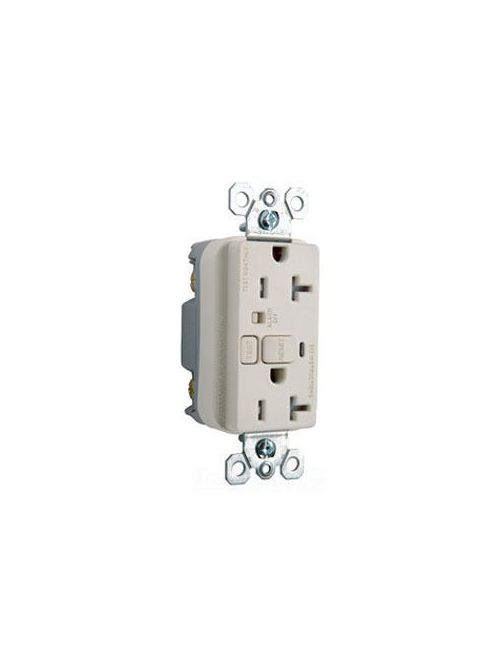 Product image for Pass & Seymour 2095-TRALA 20 Amp 125 VAC 2-Pole 3-Wire NEMA 5-20R Light Almond Thermoplastic Duplex GFCI Receptacle
