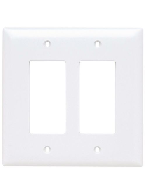 Pass & Seymour TPJ262-W 2-Gang 2-Decorator White Nylon Jumbo Unbreakable Wallplate Pass & Seymour TPJ262-W 2-Gang 2-Decorator White Nylon Jumbo Unbreakable Wallplate