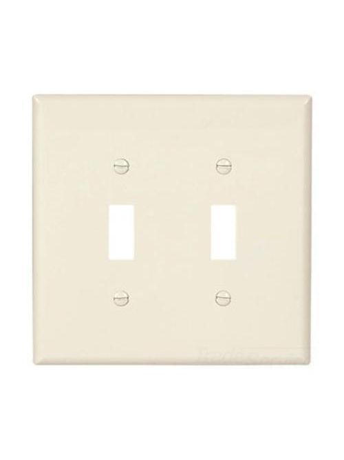 Product image for Eaton Wiring Devices PJ2LA 2-Gang Light Almond Polycarbonate Medium Toggle Switch Wallplate