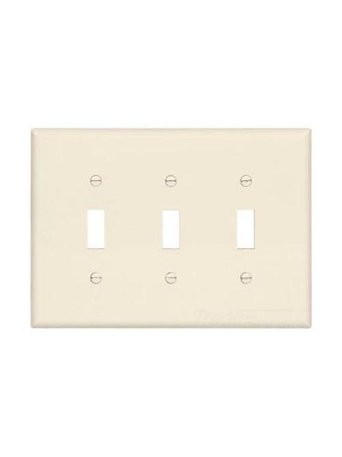 Product image for Eaton Wiring Devices PJ3LA 3-Gang Light Almond Polycarbonate Medium Toggle Switch Wallplate