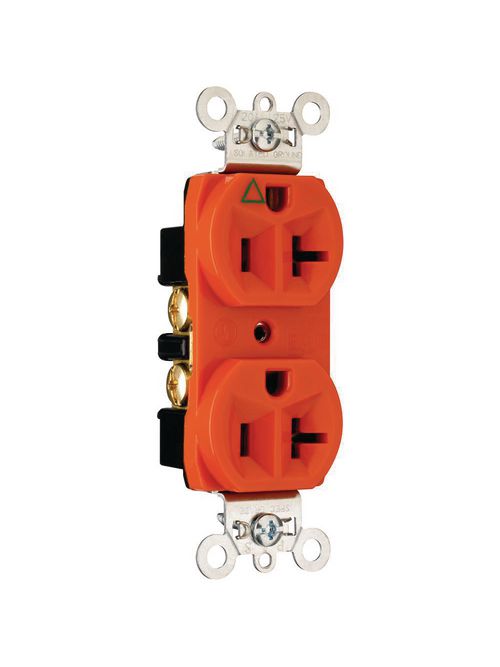 Pass & Seymour IG5362 20 Amp 125 VAC 2-Pole 3-Wire NEMA 5-20R Orange Nylon Face Duplex Isolated Ground Receptacle Pass & Seymour IG5362 20 Amp 125 VAC 2-Pole 3-Wire NEMA 5-20R Orange Nylon Face Duplex Isolated Ground Receptacle