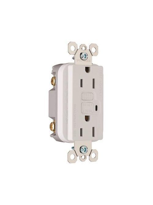 Product image for Pass & Seymour 1595-2SWTWCC4 15 Amp 120/125 VAC NEMA 5-15R White Thermoplastic Combination Switch/GFCI Receptacle