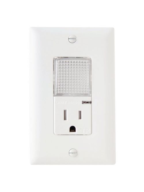 Product image for Pass & Seymour TM-8HWLTRWCC 15 Amp 125 VAC NEMA 5-15R White Decorator Combination Hallway Light and Receptacle