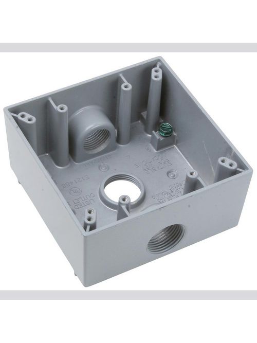 Pass & Seymour WPB332 3/4 Inch 30.5 In Gray Die-Cast Aluminum 2-Gang 3-Hole Surface Mounting Weatherproof Box Pass & Seymour WPB332 3/4 Inch 30.5 In Gray Die-Cast Aluminum 2-Gang 3-Hole Surface Mounting Weatherproof Box