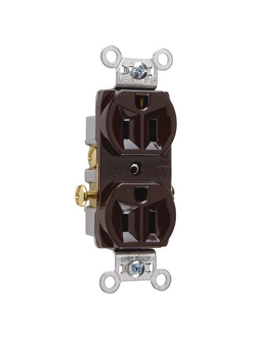 Pass & Seymour CR15 15 Amp 125 VAC 2-Pole 3-Wire NEMA 5-15R Brown Nylon Face Corrosion-Resistant Duplex Receptacle Pass & Seymour CR15 15 Amp 125 VAC 2-Pole 3-Wire NEMA 5-15R Brown Nylon Face Corrosion-Resistant Duplex Receptacle